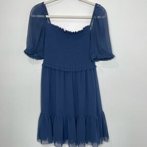 Wilfred by ARITZIA Shirred Dress Navy Size M